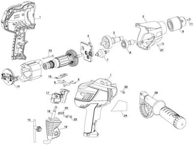 Default Diagram and Parts List for DR550-B3LZ Type 3 Black and Decker Boring Machine